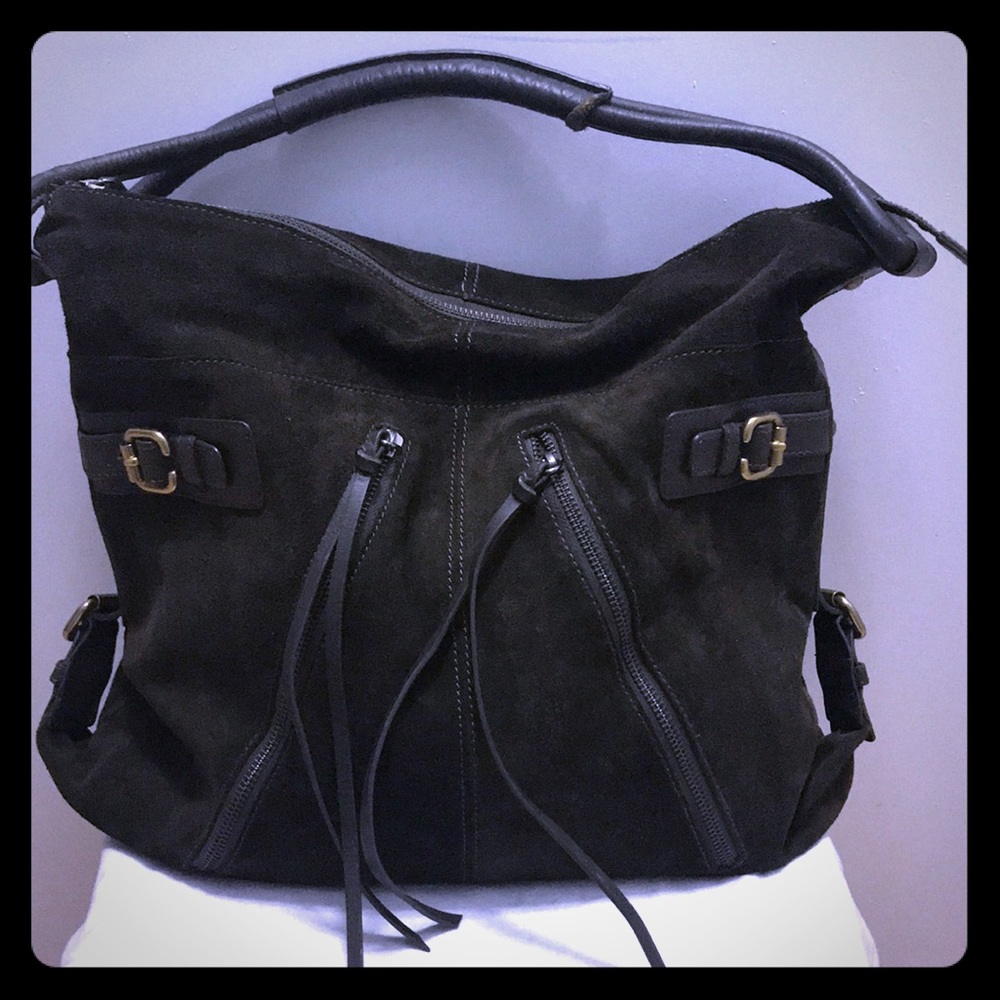 CLUB MONACO Green suede leather hobo shoulder bag
